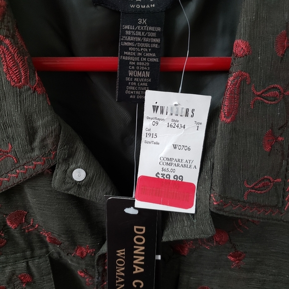 Silk embroidered jacket. Size 3X - Picture 4 of 6